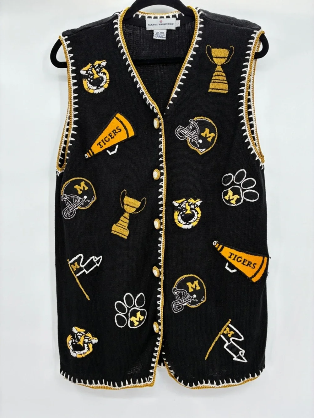 Missouri Tigers MU Vintage Womens Castles Sport Sweater Vest Embroidered Large - Picture 1 of 10